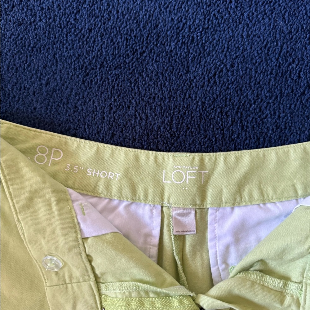 Ann Taylor LOFT 3 1/2-Inch Lime Green Cotton Shorts Size 8p worn/washed once - Picture 5 of 6